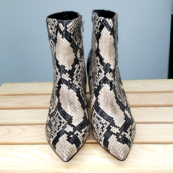 Marc Fisher Snake Skin Block Heel Booties - Picture 2 of 11